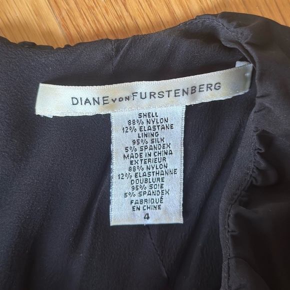 Diane Von Furstenberg DVF TULIPAN Black Sleeveless Ruched Slim Fit Dress 4 LBD - Picture 4 of 8